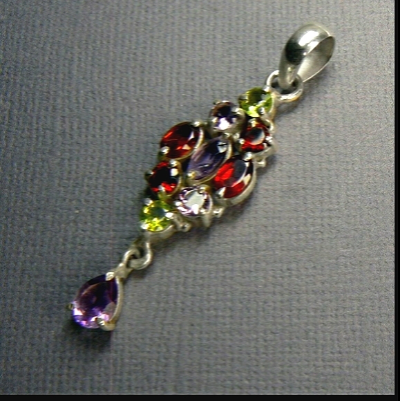 4.5 CT Genuine Gemstones Sterling Silver Pendant - Picture 2 of 5